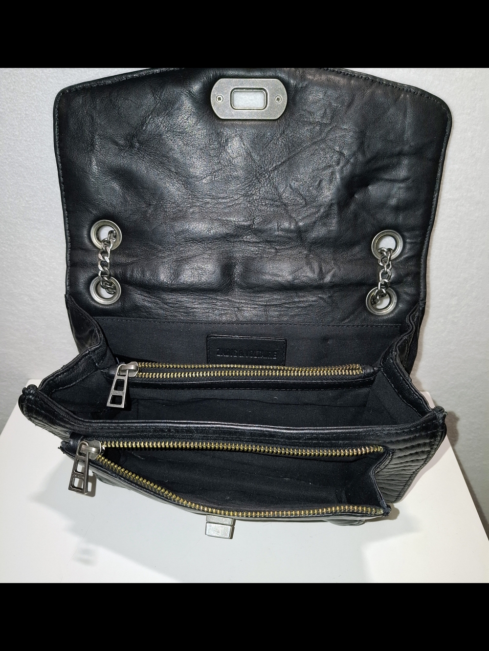 Zadig & Voltaire Black Quilted Shoulder Bag with Silver Chain - Picture 11 of 16